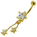 Silver Jeweled Star With SS Bar Navel Belly Ring - Monster Piercing