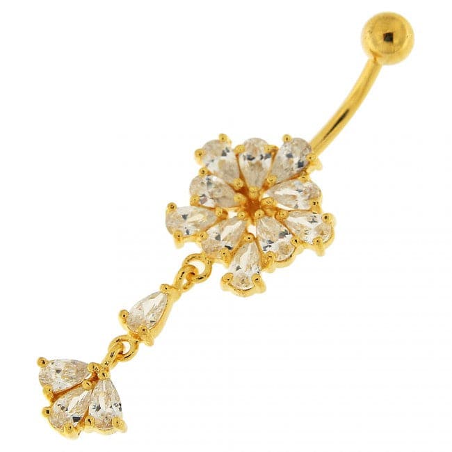 Fancy Flower Dangling Belly Moving Ring - Monster Piercing