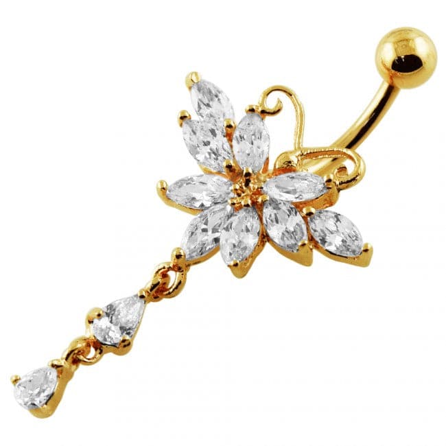 Butterfly Dangling Belly Moving Ring - Monster Piercing