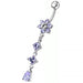 Flower Dangling Surgical Grade Steel Curved Bar Belly Ring - Monster Piercing