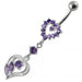 Double Heart Dangling Belly Ring - Monster Piercing