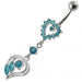 Double Heart Dangling Belly Ring - Monster Piercing