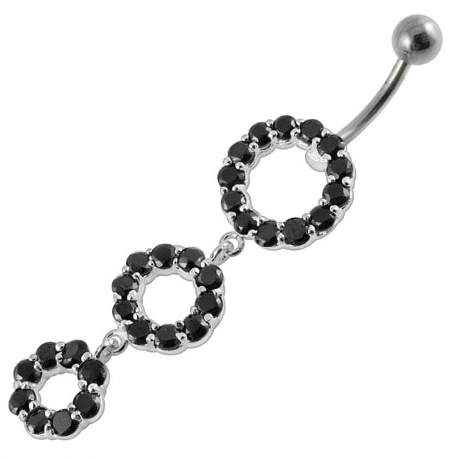 Triple Ring Dangling Belly Ring - Monster Piercing