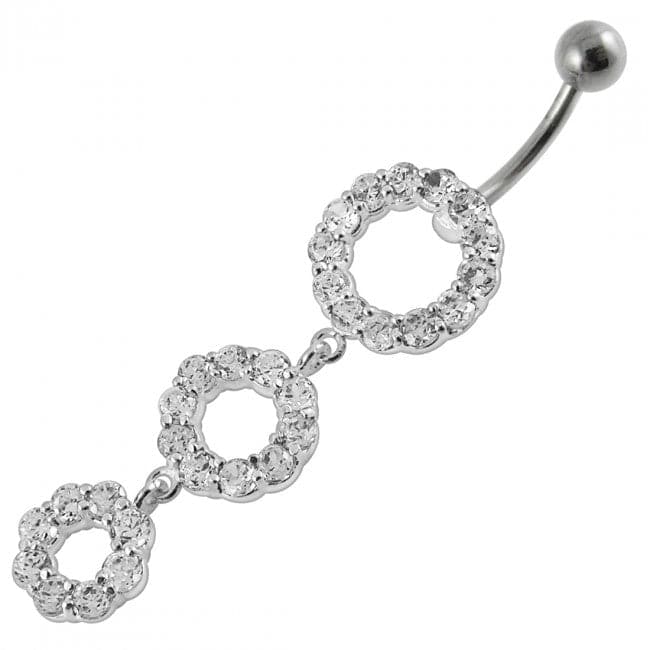 Triple Ring Dangling Belly Ring - Monster Piercing