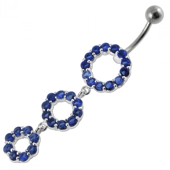 Triple Ring Dangling Belly Ring - Monster Piercing