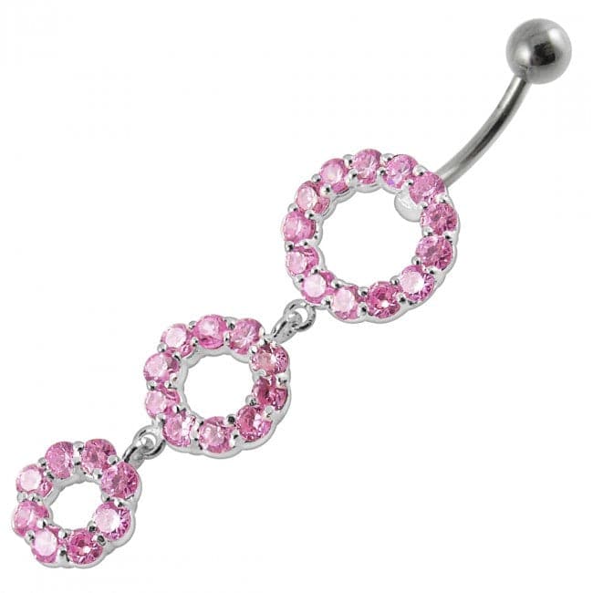 Triple Ring Dangling Belly Ring - Monster Piercing