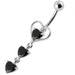 Triple Heart Dangling Belly Ring - Monster Piercing