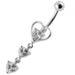 Triple Heart Dangling Belly Ring - Monster Piercing