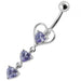 Triple Heart Dangling Belly Ring - Monster Piercing