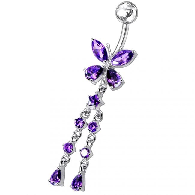 Butterfly With Twin Dangling Belly Ring - Monster Piercing