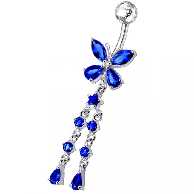 Butterfly With Twin Dangling Belly Ring - Monster Piercing