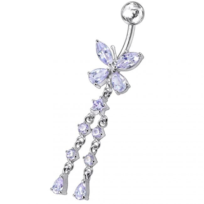 Butterfly With Twin Dangling Belly Ring - Monster Piercing