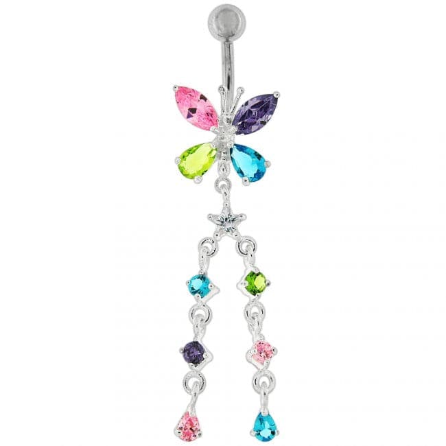 Butterfly With Twin Dangling Belly Ring - Monster Piercing