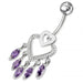 Chandelier Heart Dangling Belly Ring - Monster Piercing