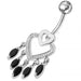 Chandelier Heart Dangling Belly Ring - Monster Piercing