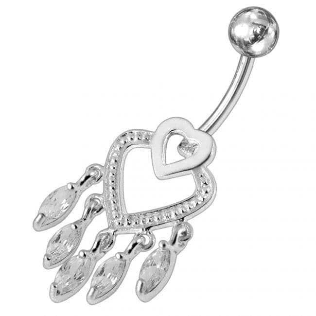 Chandelier Heart Dangling Belly Ring - Monster Piercing