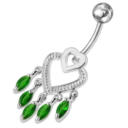 Chandelier Heart Dangling Belly Ring - Monster Piercing