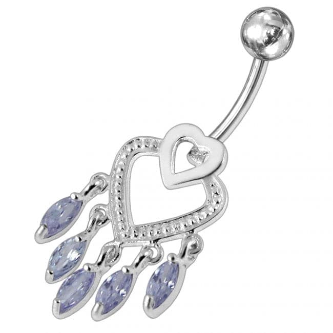 Chandelier Heart Dangling Belly Ring - Monster Piercing