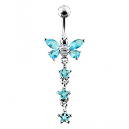 Butterfly With Star Dangling Belly Ring - Monster Piercing