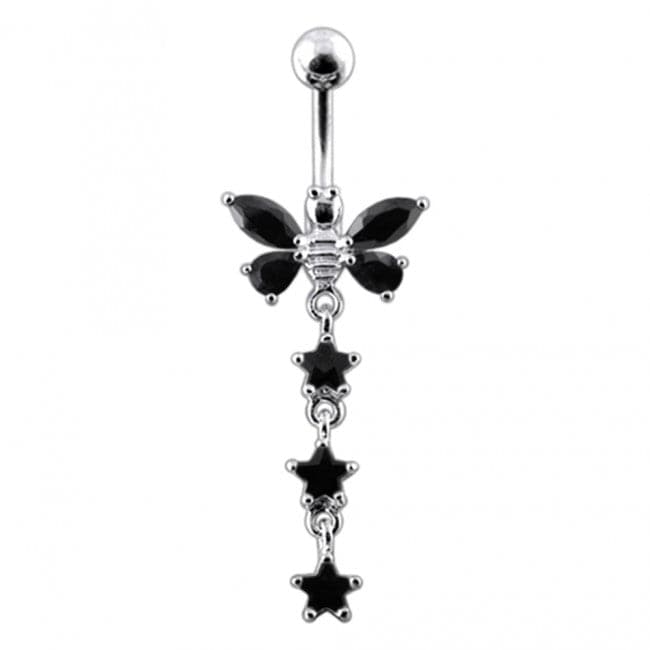 Butterfly With Star Dangling Belly Ring - Monster Piercing