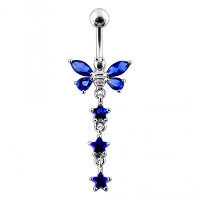 Butterfly With Star Dangling Belly Ring - Monster Piercing