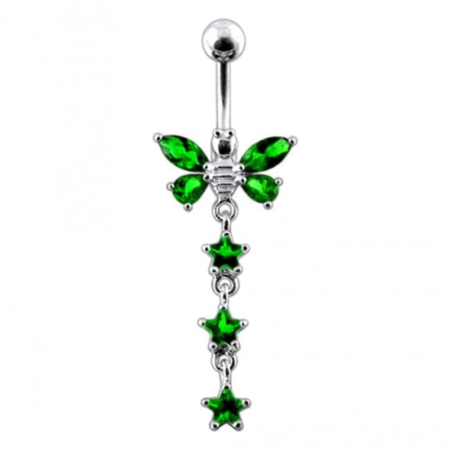 Butterfly With Star Dangling Belly Ring - Monster Piercing