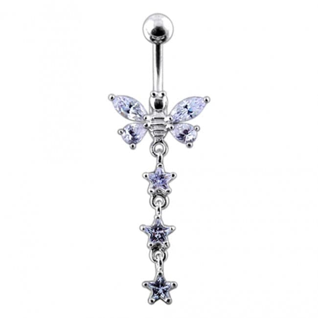 Butterfly With Star Dangling Belly Ring - Monster Piercing