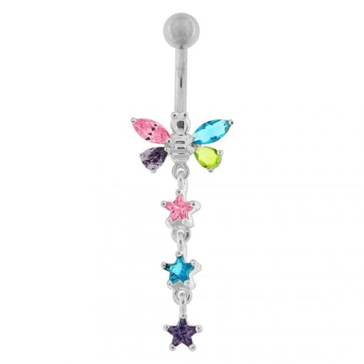 Butterfly With Star Dangling Belly Ring - Monster Piercing