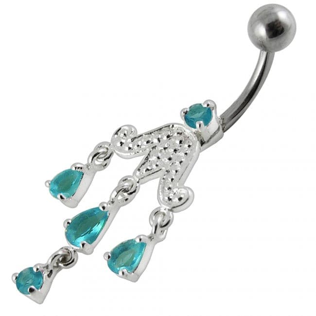 Chandelier Dangling Surgical Grade Steel Banana bar Belly Ring - Monster Piercing