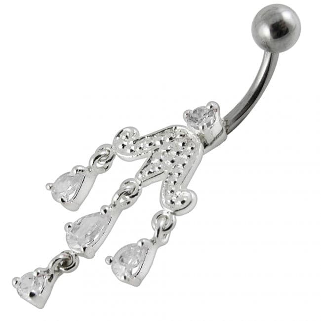 Chandelier Dangling Surgical Grade Steel Banana bar Belly Ring - Monster Piercing