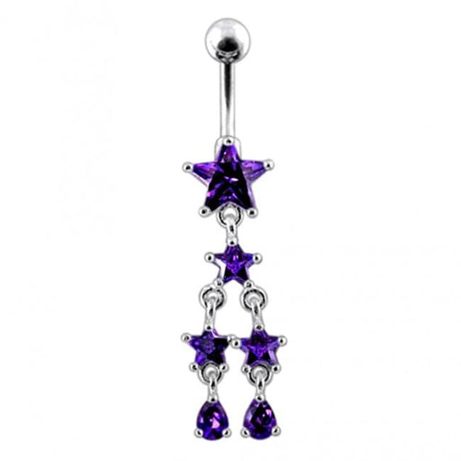 Multi Star Dangling Navel Belly Ring - Monster Piercing