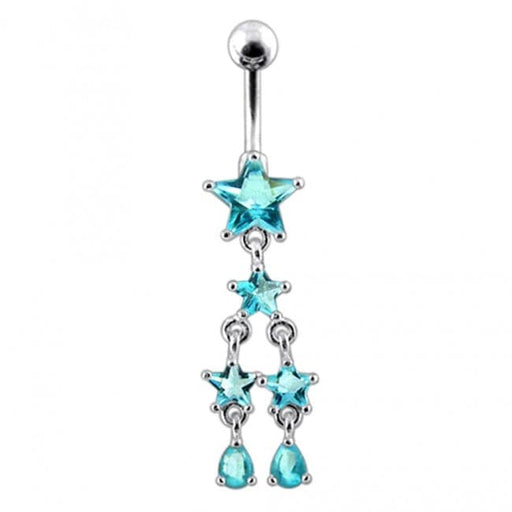 Multi Star Dangling Navel Belly Ring - Monster Piercing