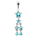 Multi Star Dangling Navel Belly Ring - Monster Piercing