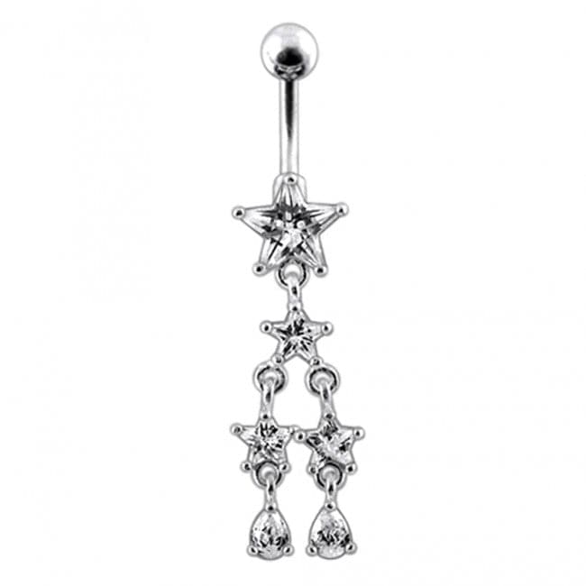 Multi Star Dangling Navel Belly Ring - Monster Piercing