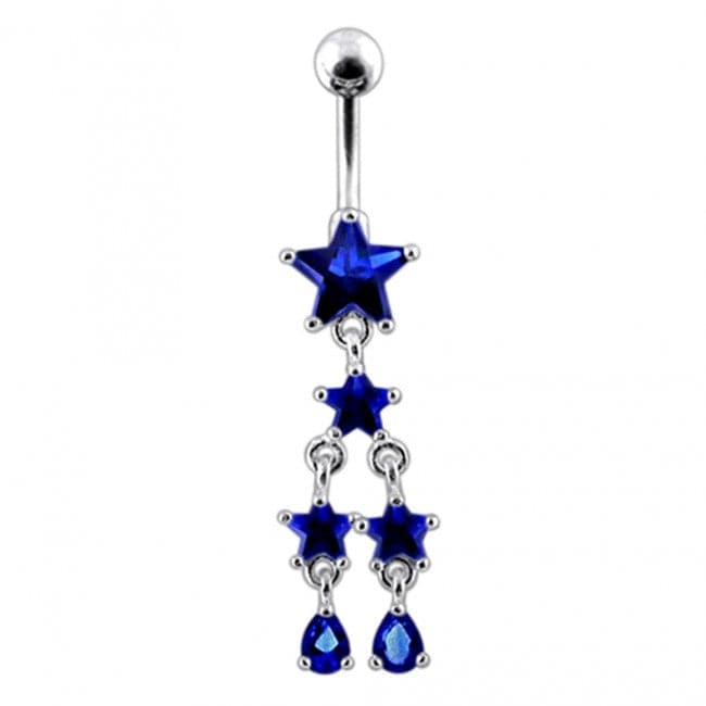 Multi Star Dangling Navel Belly Ring - Monster Piercing