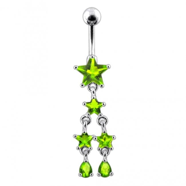 Multi Star Dangling Navel Belly Ring - Monster Piercing