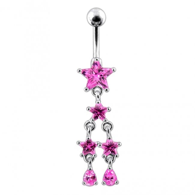 Multi Star Dangling Navel Belly Ring - Monster Piercing