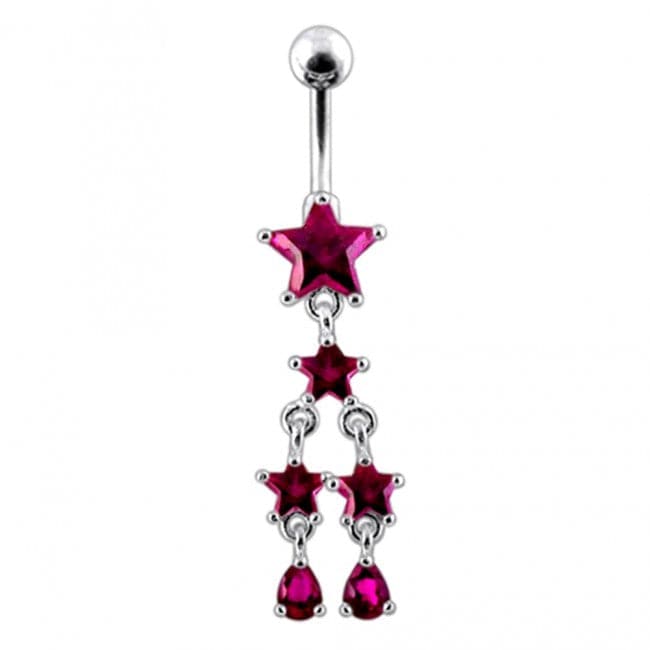 Multi Star Dangling Navel Belly Ring - Monster Piercing