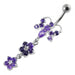 Butterfly With Double Flower Dangling Belly Ring - Monster Piercing