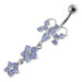 Butterfly With Double Flower Dangling Belly Ring - Monster Piercing