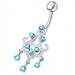 Chandelier Dangling Sky Blue Stone Navel Ring - Monster Piercing