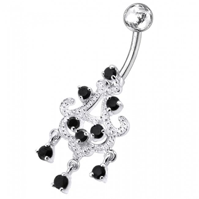 Chandelier Dangling Sky Blue Stone Navel Ring - Monster Piercing