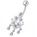 Chandelier Dangling Sky Blue Stone Navel Ring - Monster Piercing