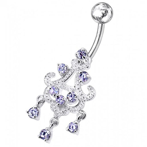 Chandelier Dangling Sky Blue Stone Navel Ring - Monster Piercing