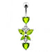 Fancy Flower Silver Dangling Belly Ring With Curved Bar - Monster Piercing