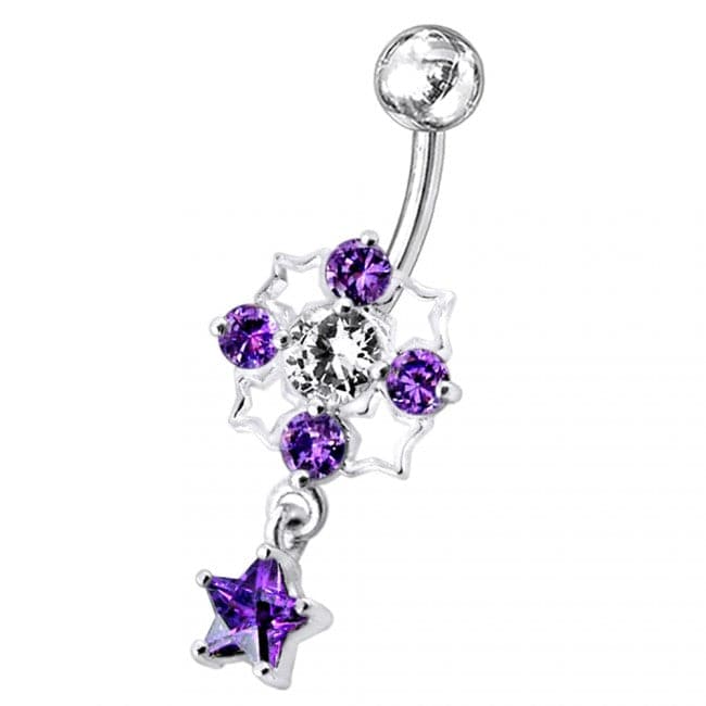 Tetra Star Dangling Belly Ring - Monster Piercing