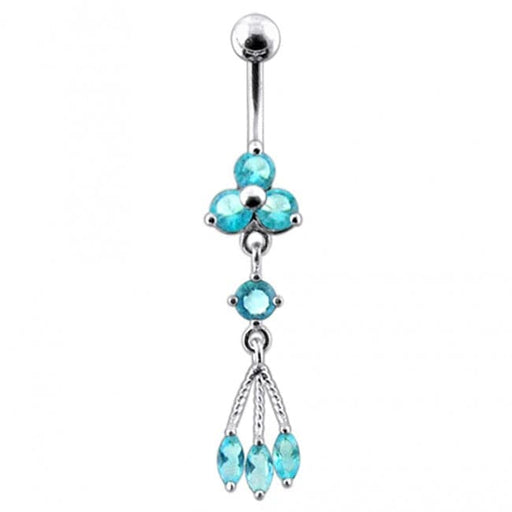 Triple Stone Dangling Belly Ring - Monster Piercing