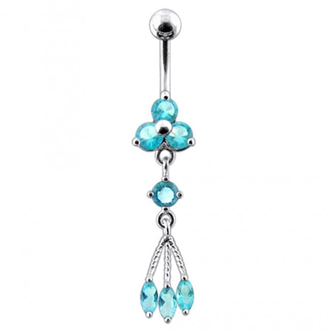 Triple Stone Dangling Belly Ring - Monster Piercing