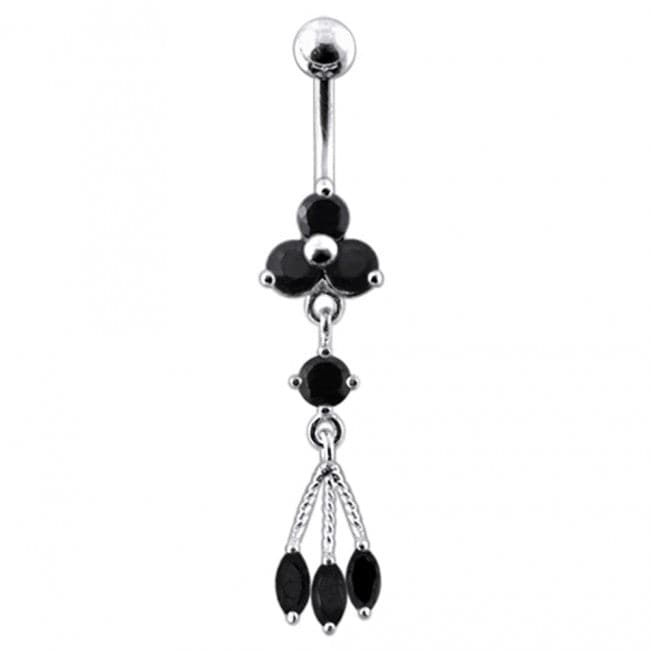 Triple Stone Dangling Belly Ring - Monster Piercing