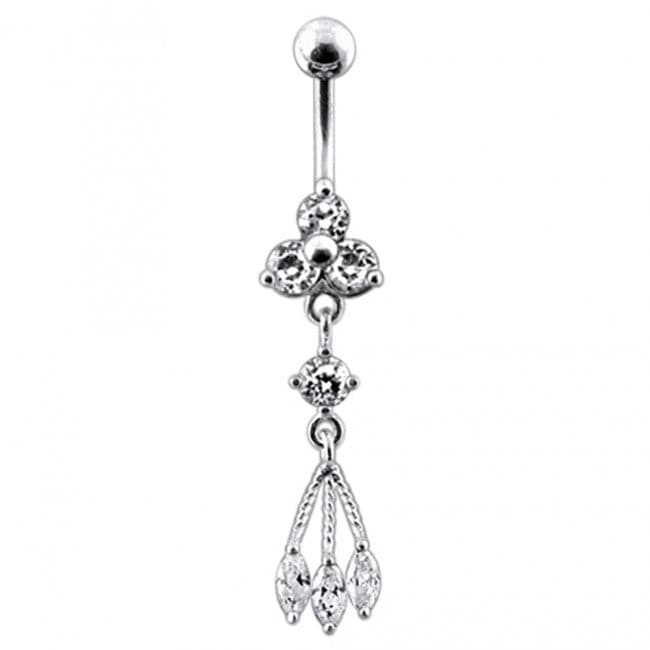 Triple Stone Dangling Belly Ring - Monster Piercing